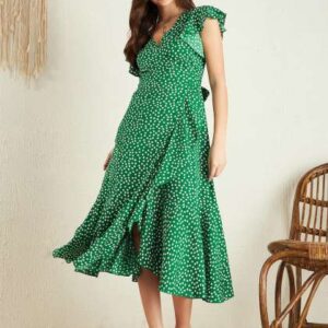 Berrylush Floral Printed Fit  Flare Midi Dress