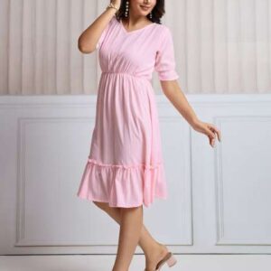 CLOTHING CLOSET Women Solid Puff Sleeve Fit  Flare