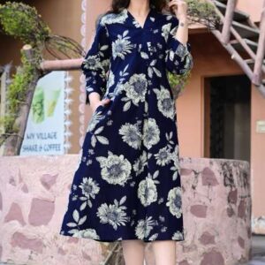 Chaukas Womens Pure Cotton ALine Dress