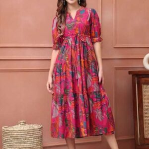 Claura Women Floral Printed  Fit  Flare Midi Dress