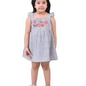 Cloth Bites Girls Floral Embroidered Square Neck A