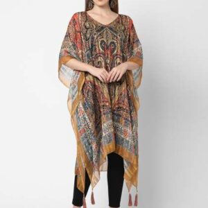 Cloth Haus India Red Velvet Kaftan Midi Dress