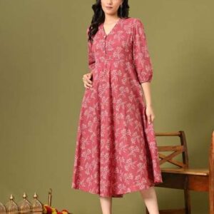 DECKEDUP Floral Print ALine Midi Dress