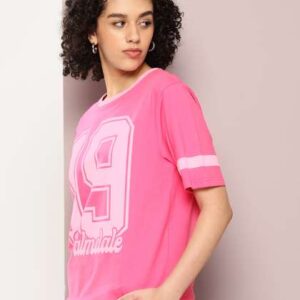 DILLINGER Women Varsity Printed Oversized Tshirt