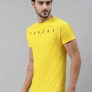 FUAARK Men Yellow  Black Slim Fit SelfChecked Trai