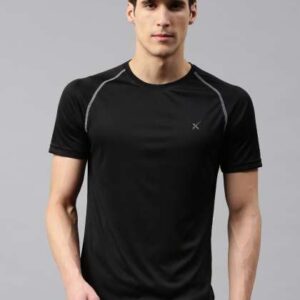 HRX by Hrithik Roshan Men Black Raglan Sleeved Tsh