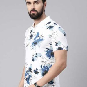 Kryptic Men Printed Polo Collar Pure Cotton Tshirt