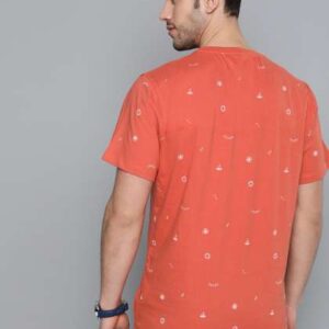 Mast  Harbour Men Orange Geometric Printed Pure Co