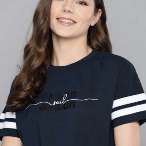 Mast  Harbour Women Navy Pure Cotton Relaxed Fit P