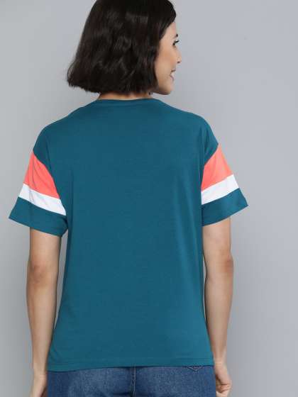 Mast Harbour Women Teal Blue Typography Printed P