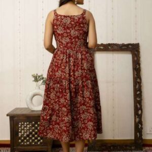 Nayo Women Floral Printed Fit and Flare Cotton Dre