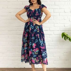 Polago Clothing Floral Print Flutter Sleeve Tiered