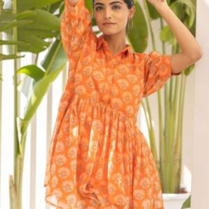 Polago Clothing Floral Print Georgette Fit  Flare