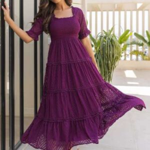 Polago Clothing Self Design Tierd Georgette Maxi D