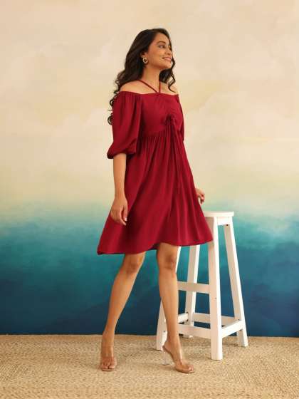 Polago Clothing Women OffShoulder Fit  Flare Dress