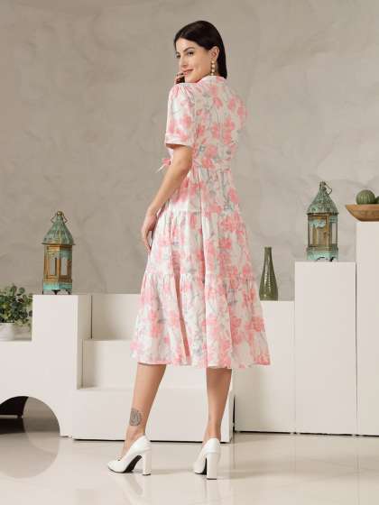 Stylum Floral Print Fit  Flare Midi Dress