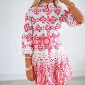 TRENBEE Floral Print Shirt Dress