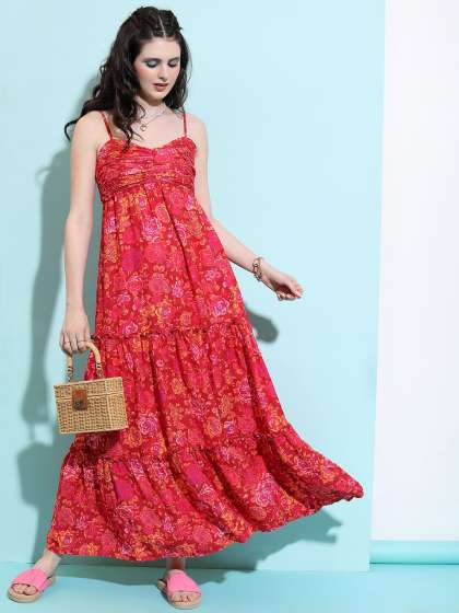 Tokyo Talkies Women Floral Printed Gathered Or Ple