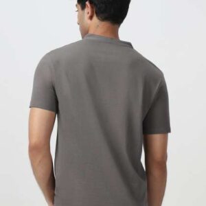 Urbano Fashion Mens Dark Grey Solid Mandarin Colla
