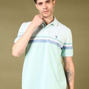 VMart Men Striped Polo Collar Cotton Tshirt