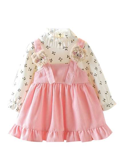 YK Girls Pack of 2 Self Design Printed Pinafore D