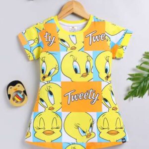 YK X Minute Mirth Girls Tweety Printed Pure Cotton