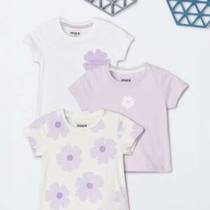 max Girls 3 Printed Pockets Tshirt