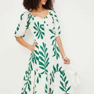 max Women Tropical Print ALine Dress